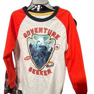 Adventure Seeker Long Sleeve Kids Tee - Red and White